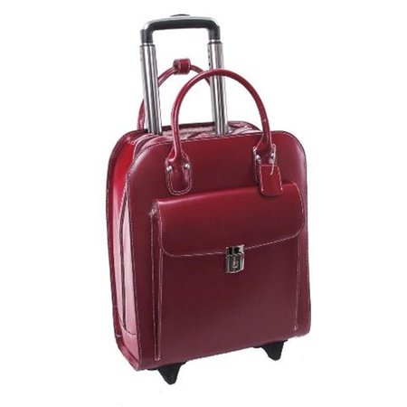 MCKLEINUSA McKlein 97696 15.6 in. Uptown Leather Vertical Wheeled Ladies Briefcase; Red - 13.5 x 6 x 16 in. 97696